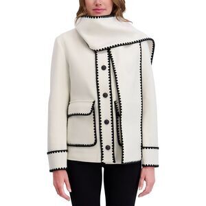 Kensie Womens  Scarf Collar Jacket, White